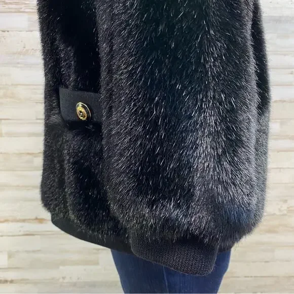 St. John Collection by Marie Gray Faux Fur Jacket Vest Womens Size XS Black - Picture 10 of 16